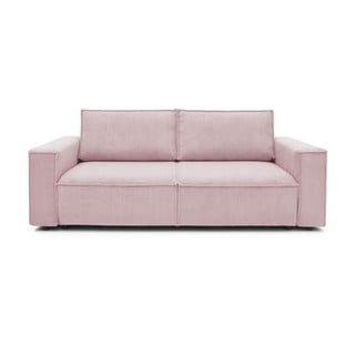 Jasnoróżowa sztruksowa sofa rozkładana Bobochic Paris Nihad, 245 cm