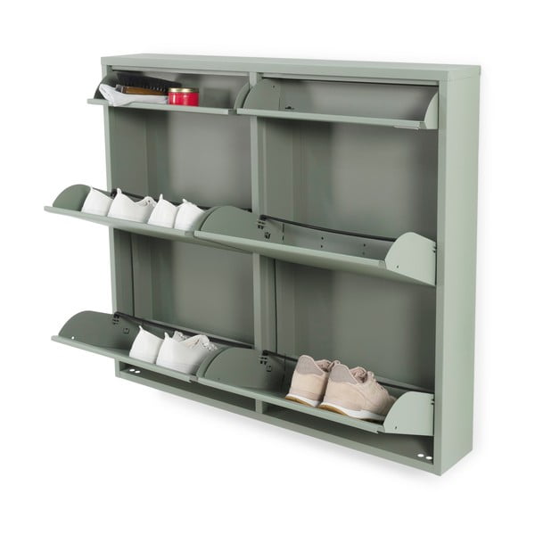 Szarozielona metalowa uchylna szafka na buty 98x86x15 cm Billy – Spinder Design-image-2
