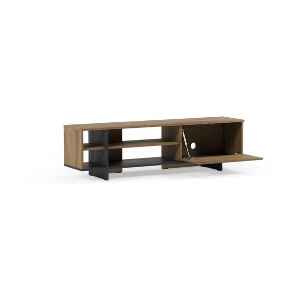 Czarna/w naturalnym kolorze szafka pod TV w dekorze dębu 160x44x36 cm Cequoia – Marckeric-image-3