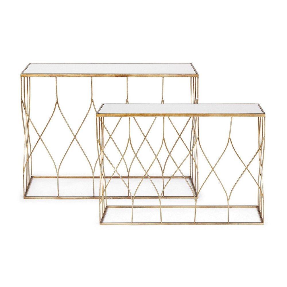 Konsole ze szklanym blatem w kolorze złota zestaw 2 szt. 33x104 cm Elenor – Bizzotto (zdjęcie 3)