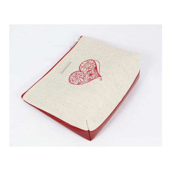 Beżowo-czerwona kosmetyczka Dara bags Baggie Big No.497-image-1