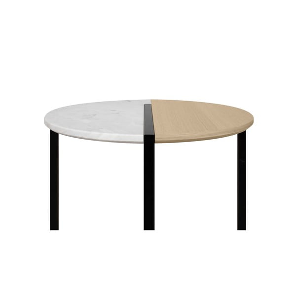 Stolik z blatem z drewna dębowego i marmuru ø 80 cm Sonata – TemaHome-image-2