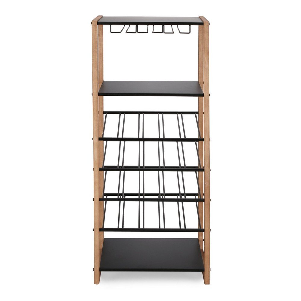 Czarno-naturalna metalowa szafka na wino liczba butelek 20, 50x122x35 cm Isaac – Yes Everyday