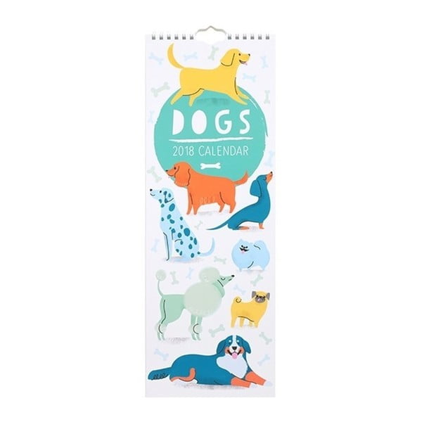 Wąski kalendarz wiszący 2018 Portico Designs Dogs