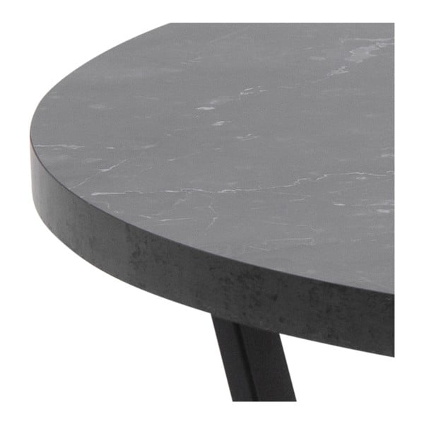 Czarny stolik z blatem w dekorze marmuru Actona Amble, ⌀ 77 cm-image-1