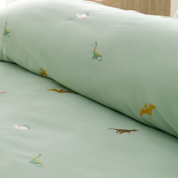 Zielona pościel dziecięca dwuosobowa z mikrowłókna 200x200 cm Embroidered Dinosaur – Catherine Lansfield-image-3