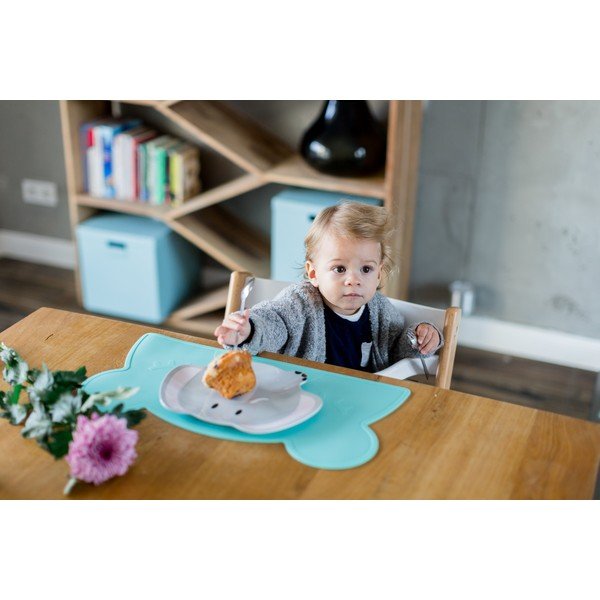 Turkusowa silikonowa mata stołowa Kindsgut Bear, 48x25 cm-image-1