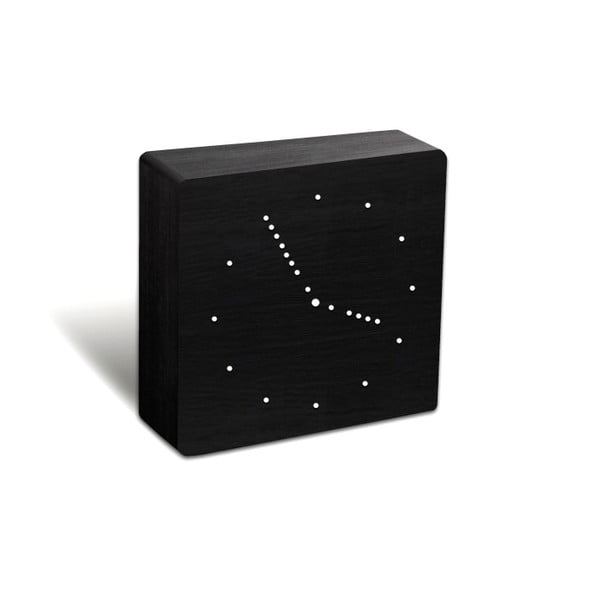 Czarny budzik z białym wyświetlaczem LED Gingko Analogue Click Clock