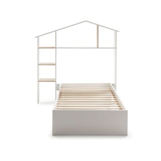 Białe łóżko dziecięce z półkami Marckeric Maria, 90x190 cm
