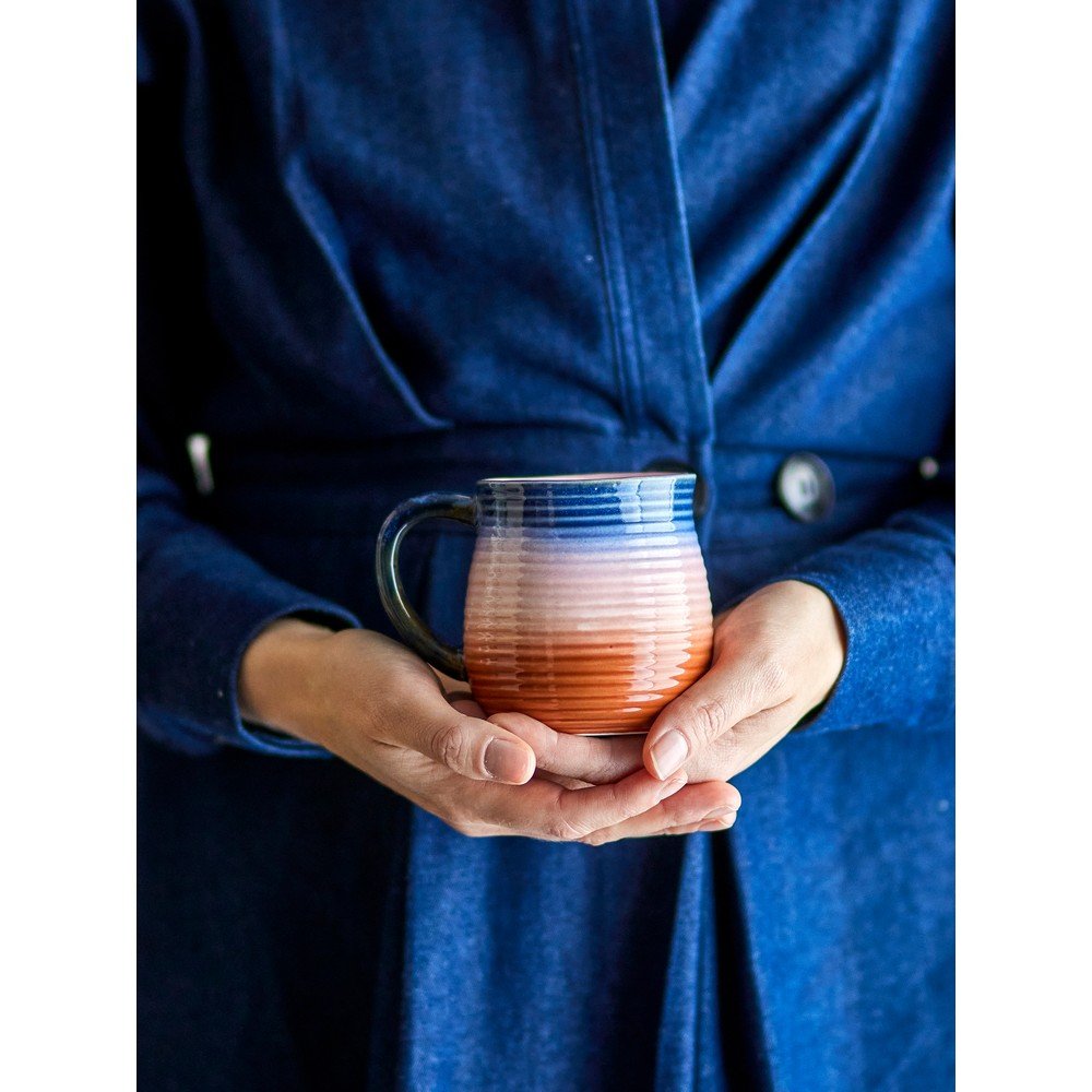 Niebiesko-pomarańczowe kubki ceramiczne zestaw 4 szt. 200 ml Tatum – Bloomingville (zdjęcie 3)