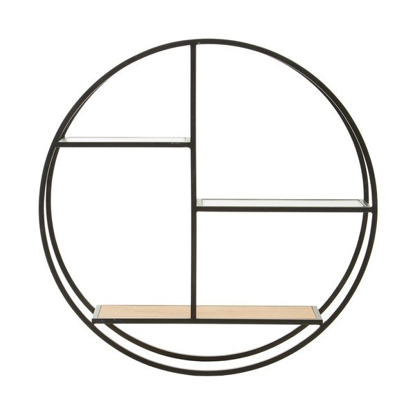 Czarna/w naturalnym kolorze wielopoziomowa metalowa półka 61 cm Mataram – Premier Housewares-image-1