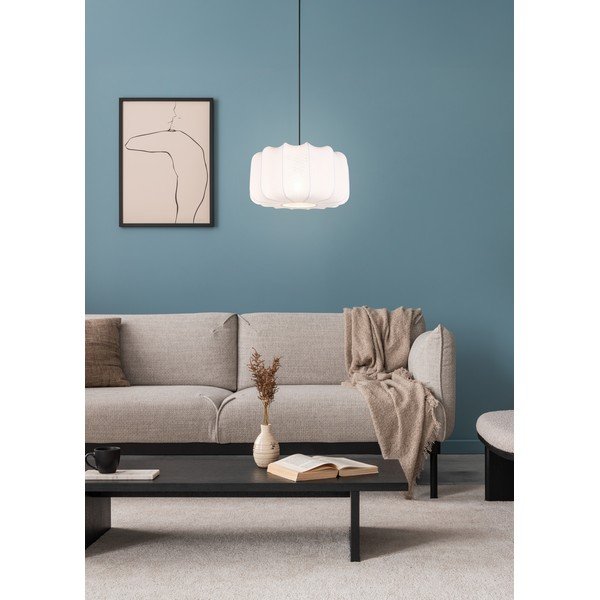 Biała metalowa lampa wisząca z tekstylnym kloszem ø 40 cm Madleine – Reality-image-2