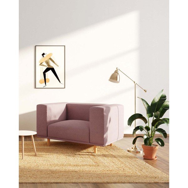 Różowy fotel z materiału bouclé Kukumo – Ame Yens-image-1