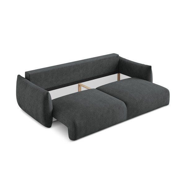 Ciemnoszara rozkładana sofa z tkaniny szenilowej 230 cm Leila – Makamii-image-4