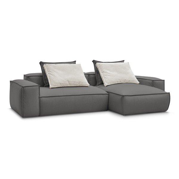 Szary narożnik z imitacji skóry (strona zmienna) Boheme – Bobochic Paris-image-3