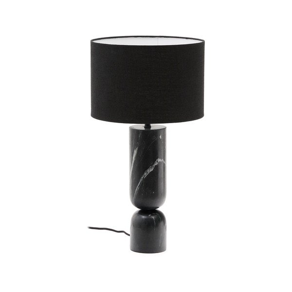 Czarna marmurowa lampa stołowa z tekstylnym kloszem (wysokość 57 cm) Vex – Kave Home