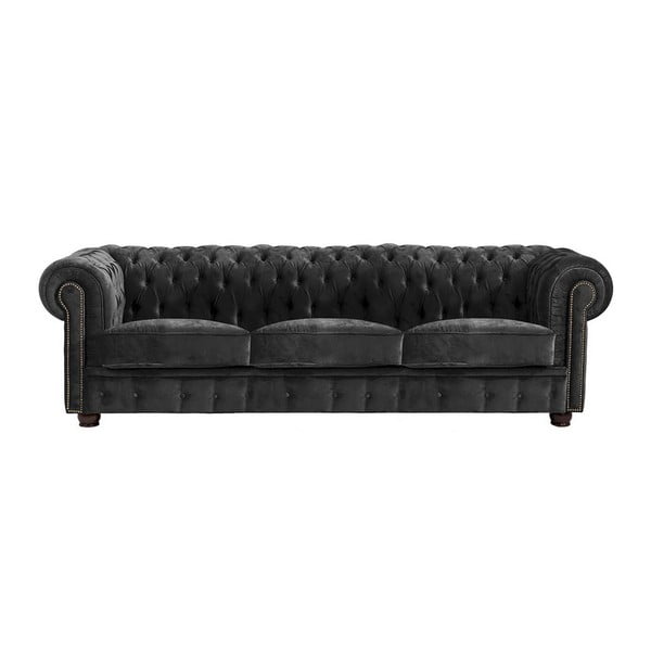 Czarna sofa Max Winzer Norwin Velvet, 200 cm