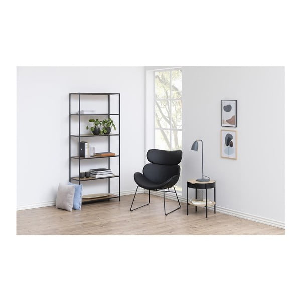 Czarno-naturalny regał w dekorze dębu 77x185 cm Seaford – Actona-image-3