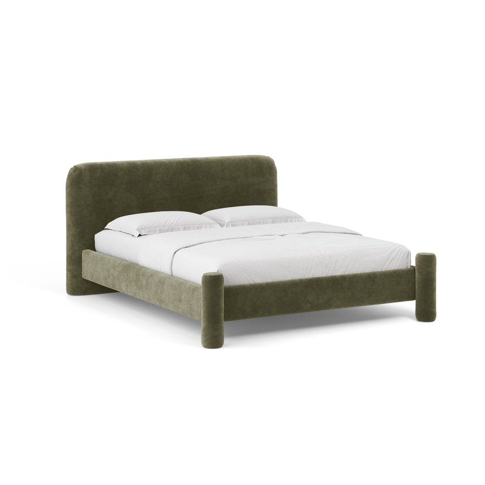 Zielone tapicerowane łóżko dwuosobowe ze stelażem 180x200 cm Vera – Micadoni