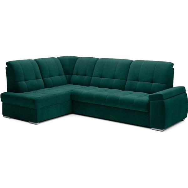 Zielony aksamitny rozkładany/ze schowkiem narożnik (lewostronny/w kształcie litery L) Sado – ELTAP-image-2