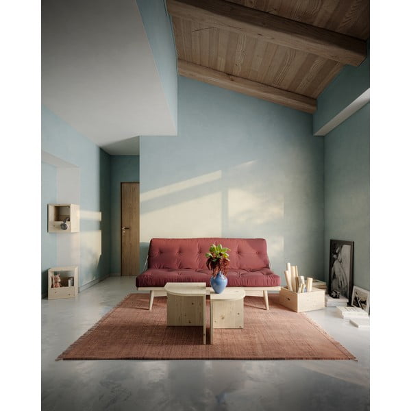 Sofa rozkładana ze sztruksową tapicerką Karup Design Folk Raw/Dark Green-image-1