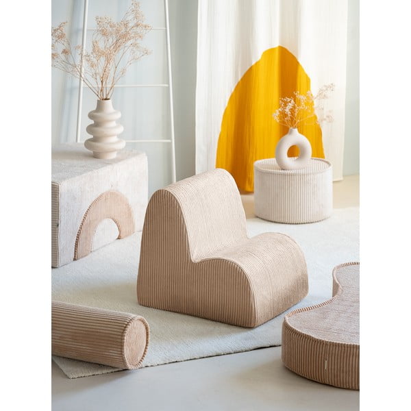 Jasnobrązowy sztruksowy fotel dziecięcy Cloud – Wigiwama-image-1