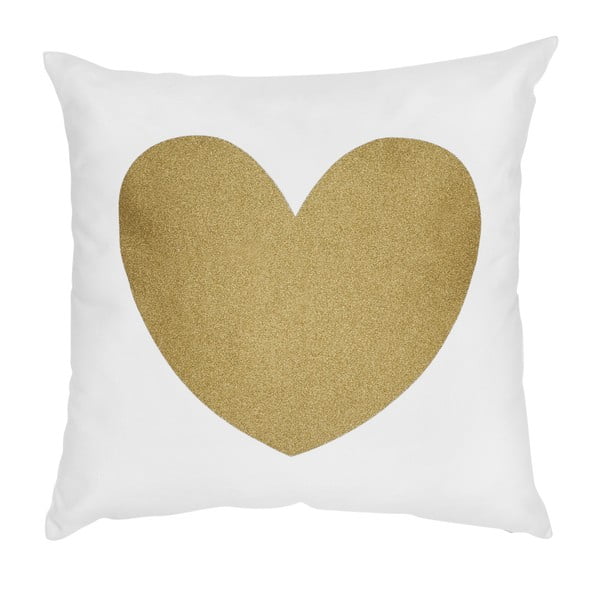 Poduszka Miss Étoile Gold Glitter Heart, 50x50 cm