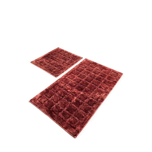 Zestaw 2 czerwonych bawełnianych dywaników łazienkowych Confetti Bathmats Jean Dusty Rose