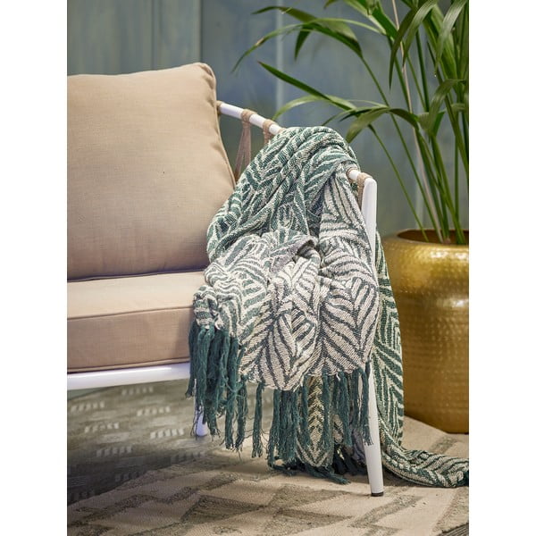 Zielono-beżowy koc z bawełny z recyklingu 130x160 cm Ugento – Bloomingville-image-3