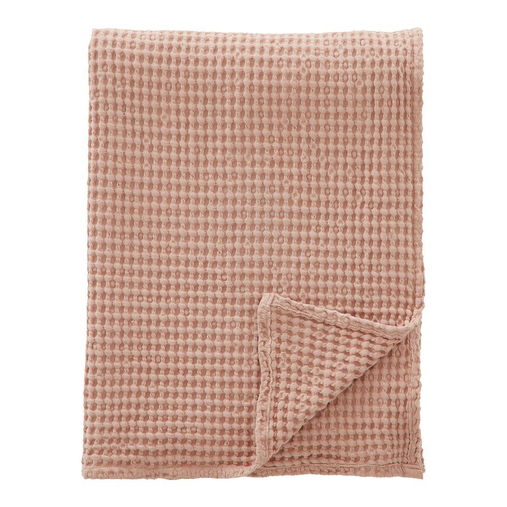 Szaroróżowy bawełniany koc 150x200 cm Jaipur Chunky Waffle – Pineapple Elephant