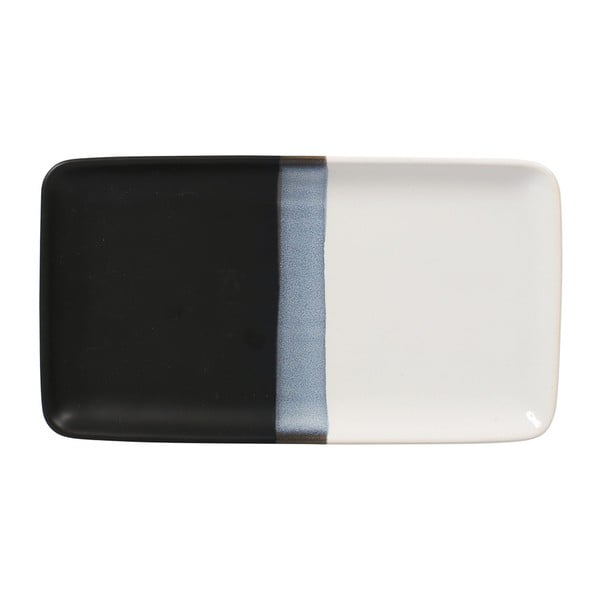 Czarno-biały ceramiczny półmisek Sema Ekume, 13x23,5 cm