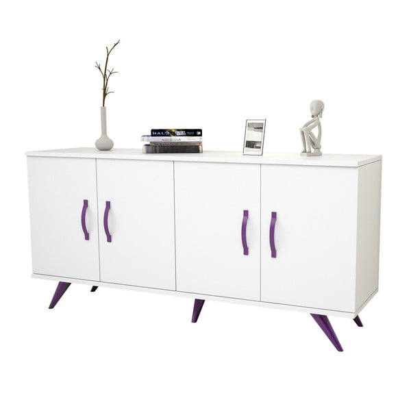 Biała komoda z fioletowymi nogami Magenta Home Coulour Series