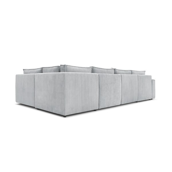 Jasnoszary sztruksowy narożnik (prawostronny/w kształcie litery U) Nihad modular – Bobochic Paris-image-4