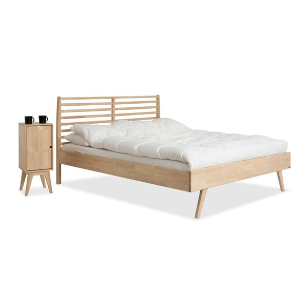 Łóżko wykonane ręcznie z litego drewna brzozowego Kiteen Notte, 160x200 cm
