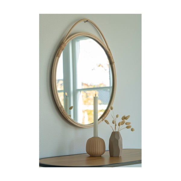 Lustro ścienne z rattanową ramą ø 50 cm Malo – House Nordic-image-1