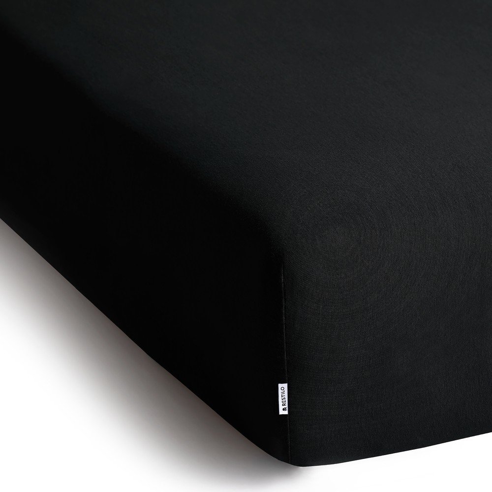 Czarne dżersejowe prześcieradło z gumką 120x200 cm Amber – Restilo (zdjęcie 2)