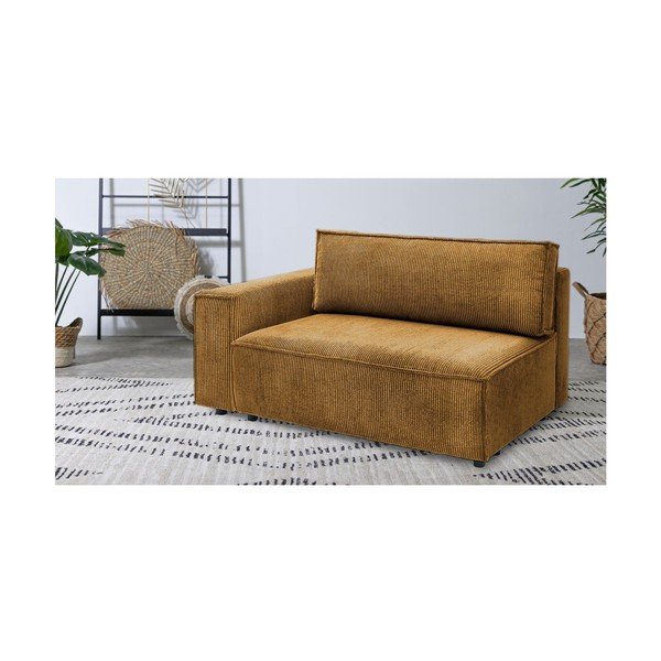 Musztardowy sztruksowy moduł sofy (lewostronny) Nihad modular – Bobochic Paris-image-1