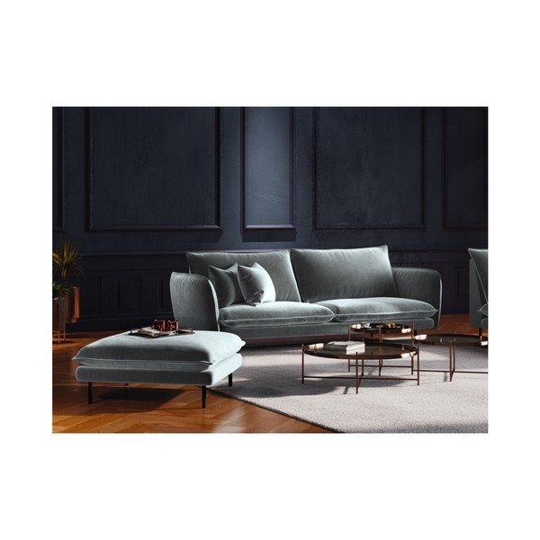 Jasnoszary aksamitny podnóżek Cosmopolitan Design Vienna, 100x80 cm-image-3