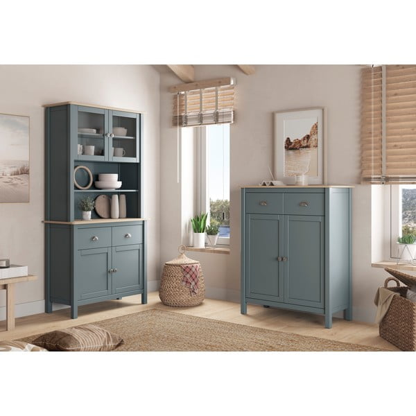 Szarozielona komoda z litego drewna sosnowego 90x110x40 cm Misti – Marckeric-image-1