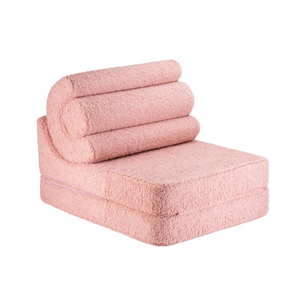 Różowy fotel dziecięcy z materiału bouclé Flipster – Wigiwama