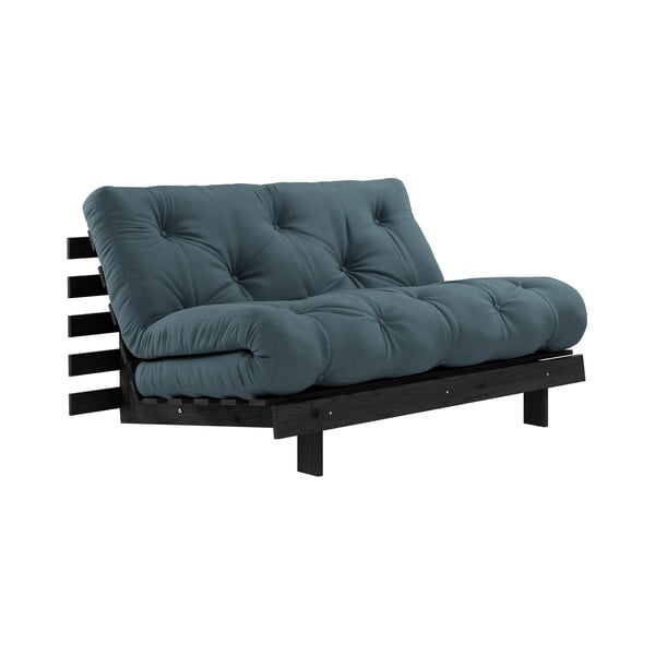 Sofa rozkładana z niebieskozielonym obiciem Karup Design Roots Black/Petrol Blue