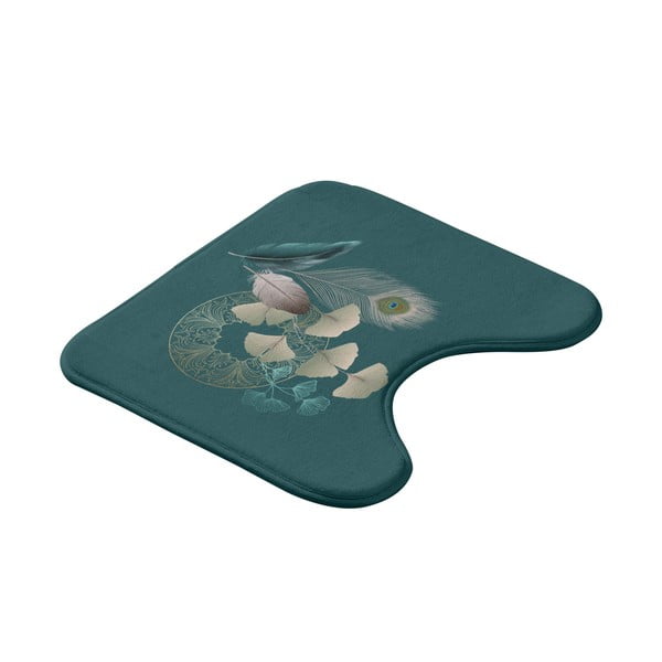 Turkusowy dywanik łazienkowy do WC 45x45 cm Ginkoblue – douceur d'intérieur-image-2