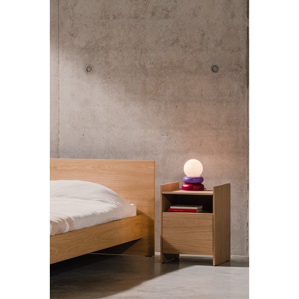 Czerwona/fioletowa lampa stołowa z litego drewna ze szklanym kloszem (wysokość 24 cm) Otem – noo.ma-image-4