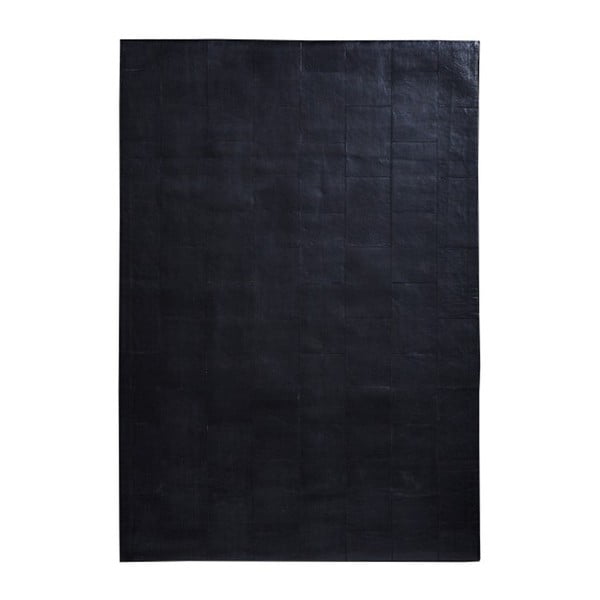 Czarny dywan z prawdziwej skóry Fuhrhome Athens, 170x240 cm