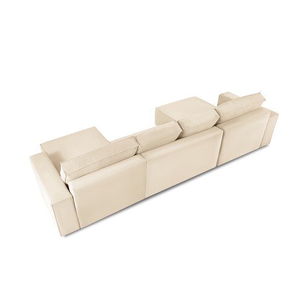 Beżowa sztruksowa rozkładana sofa w kształcie "U" Mazzini Sofas Azalea-image-4