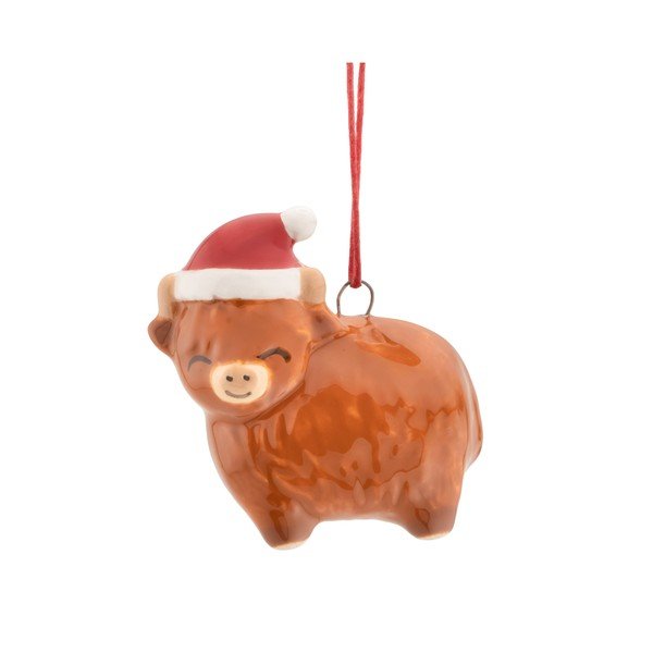 Ozdoba świąteczna ceramiczna 4,5 cm Highland Cow – Sass & Belle