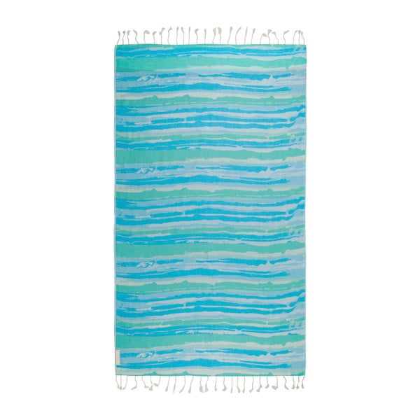 Turkusowy ręcznik hammam Begonville Brush, 180x95 cm