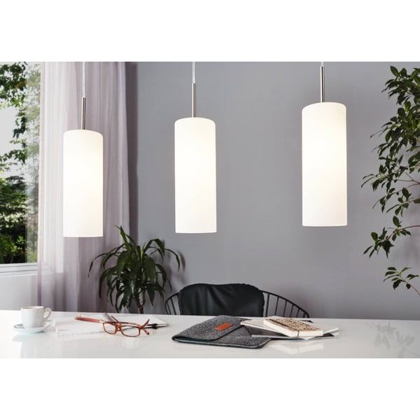 Lampa wisząca w biało-srebrnym kolorze ze szklanym kloszem TROY 3 – EGLO-image-1