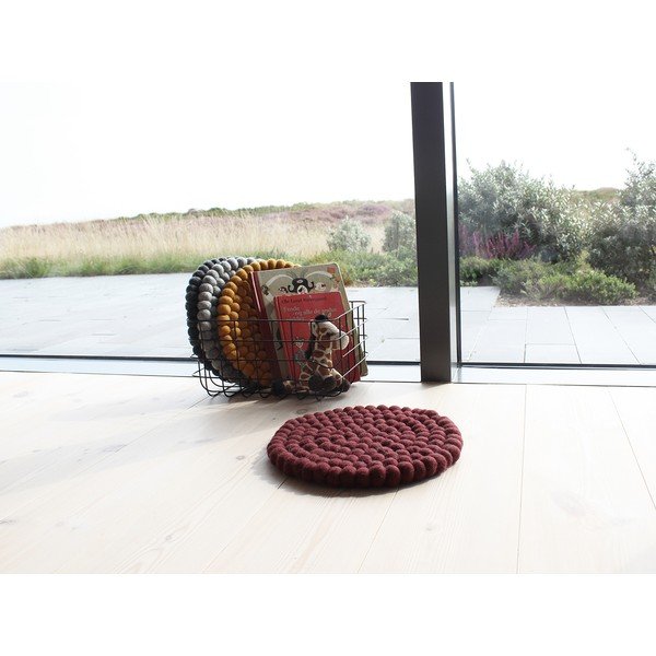 Ciemnowiśniowa dziecięca kulkowa poduszka na krzesło z wełny Wooldot Ball Chair Pad, ⌀ 30 cm-image-2