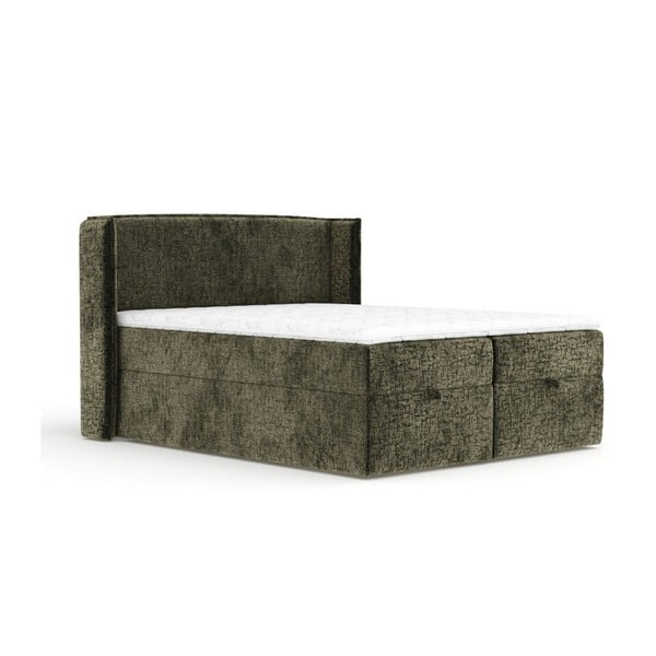 Ciemnozielone łóżko boxspring ze schowkiem 160x200 cm Passion – Maison de Rêve